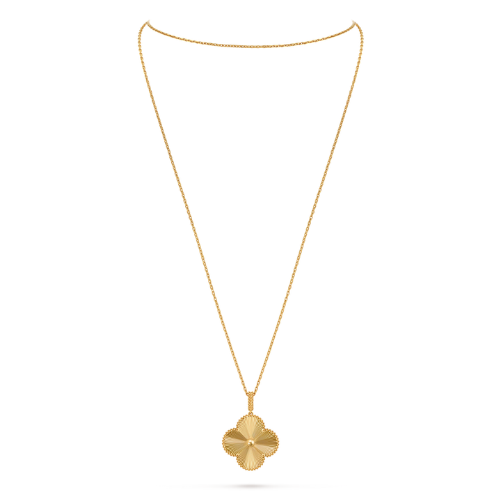Van Cleef & Arpels Magic Alhambra Long Necklace with 1 Motif in Guilloché Yellow Gold - Gemaee  UAE