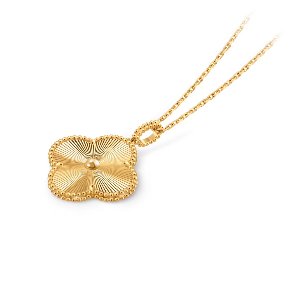 Van Cleef & Arpels Magic Alhambra Long Necklace with 1 Motif in Guilloché Yellow Gold - Gemaee  UAE