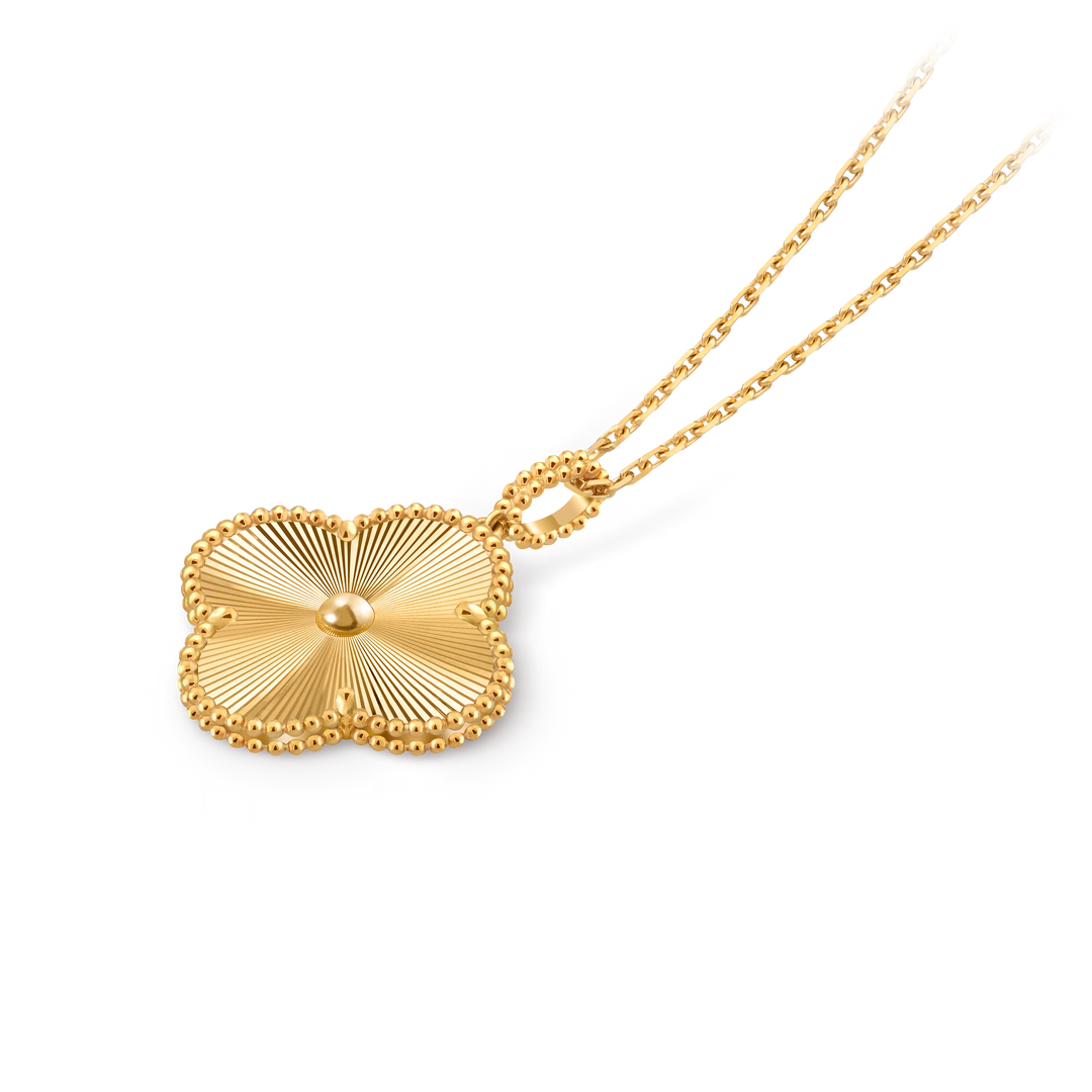 Van Cleef & Arpels Magic Alhambra Long Necklace with 1 Motif in Guilloché Yellow Gold - Gemaee  UAE