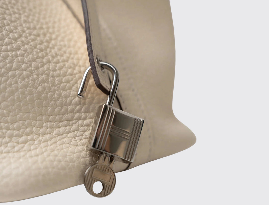 Hermès Picotin Lock 18 Clemence Leather Bag in Nata with Palladium Hardware