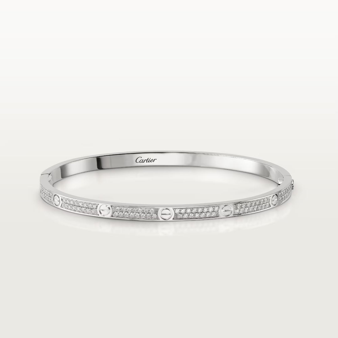 Cartier Love Bracelet Small Model Pavé in 18K White Gold with Diamonds - Gemaee  UAE