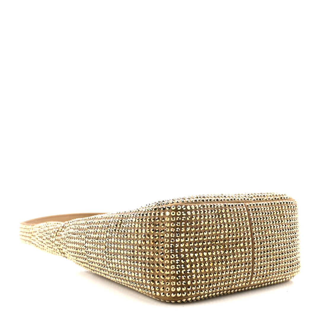 Saint Laurent Le 5 À 7 Supple Baby Hobo Bag in Astres Silk Satin with Crystal Embellishments