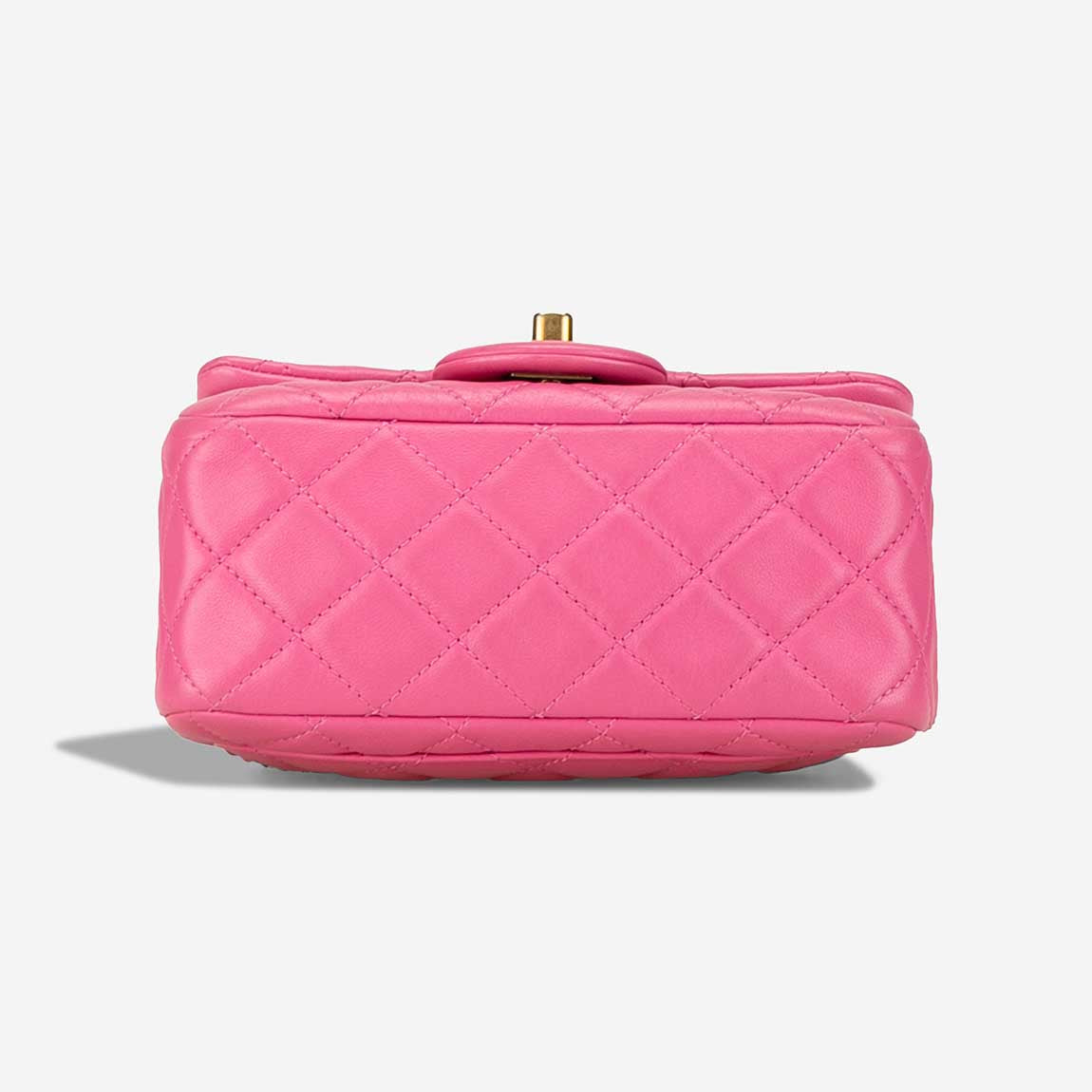Chanel Mini Square Pearl Crush Flap Bag Pink Quilted Lambskin with Ant