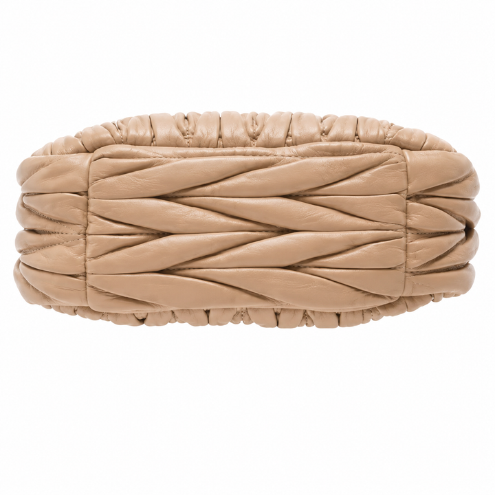 Miu Miu Wander Matelassé Nappa Leather Hobo Bag Sabbia