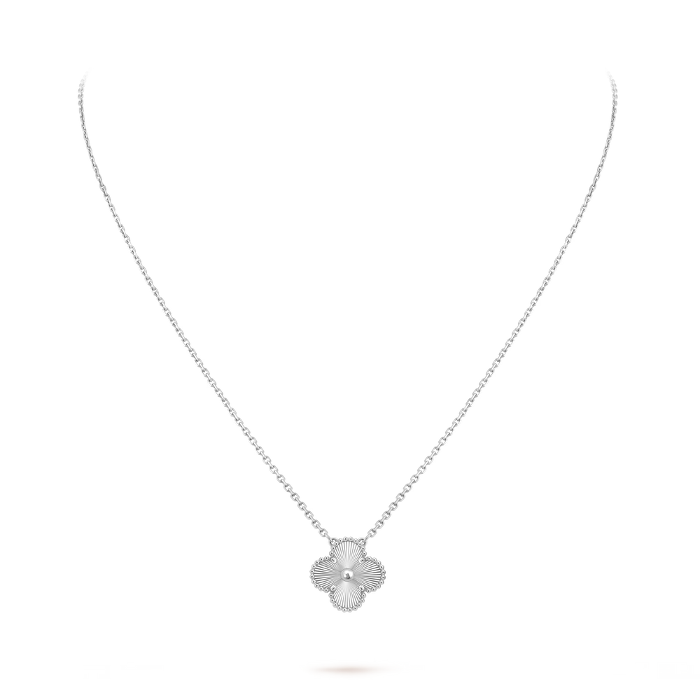 Van Cleef & Arpels Vintage Alhambra Guilloché Pendant 18K White Gold - Gemaee  UAE