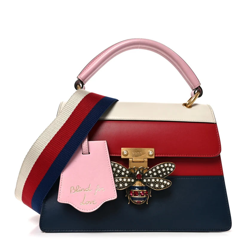 Gucci Mystic White Hibiscus Red Blue Agata Sugar Pink Calfskin Sylvie Web Small Queen Margaret Top Handle Bag