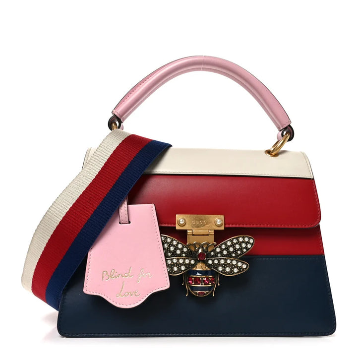 Gucci Mystic White Hibiscus Red Blue Agata Sugar Pink Calfskin Sylvie Web Small Queen Margaret Top Handle Bag