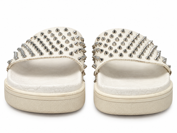 Christian Louboutin Spike Accents Rubber Slides in White