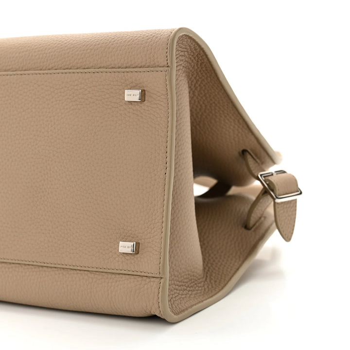 The Row Margaux 12 Matte Grained Calfskin Soft  Dark Taupe Bag