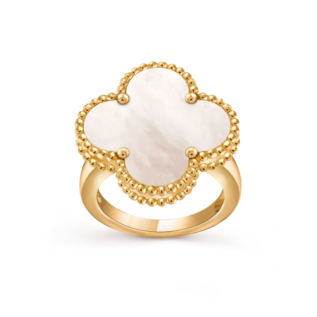 Van Cleef & Arpels Magic Alhambra 18K Yellow Gold Ring with Mother of Pearl