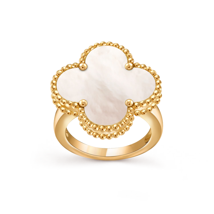 Van Cleef & Arpels Magic Alhambra 18K Yellow Gold Ring with Mother of Pearl