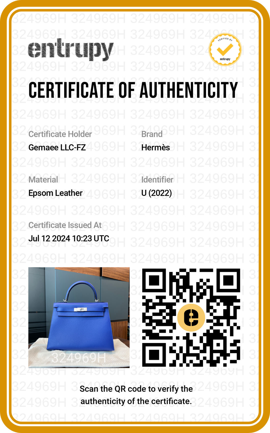 Hermès Kelly 28 Handbag In Electric Blue Epsom Leather  Palladium Hardware Bag