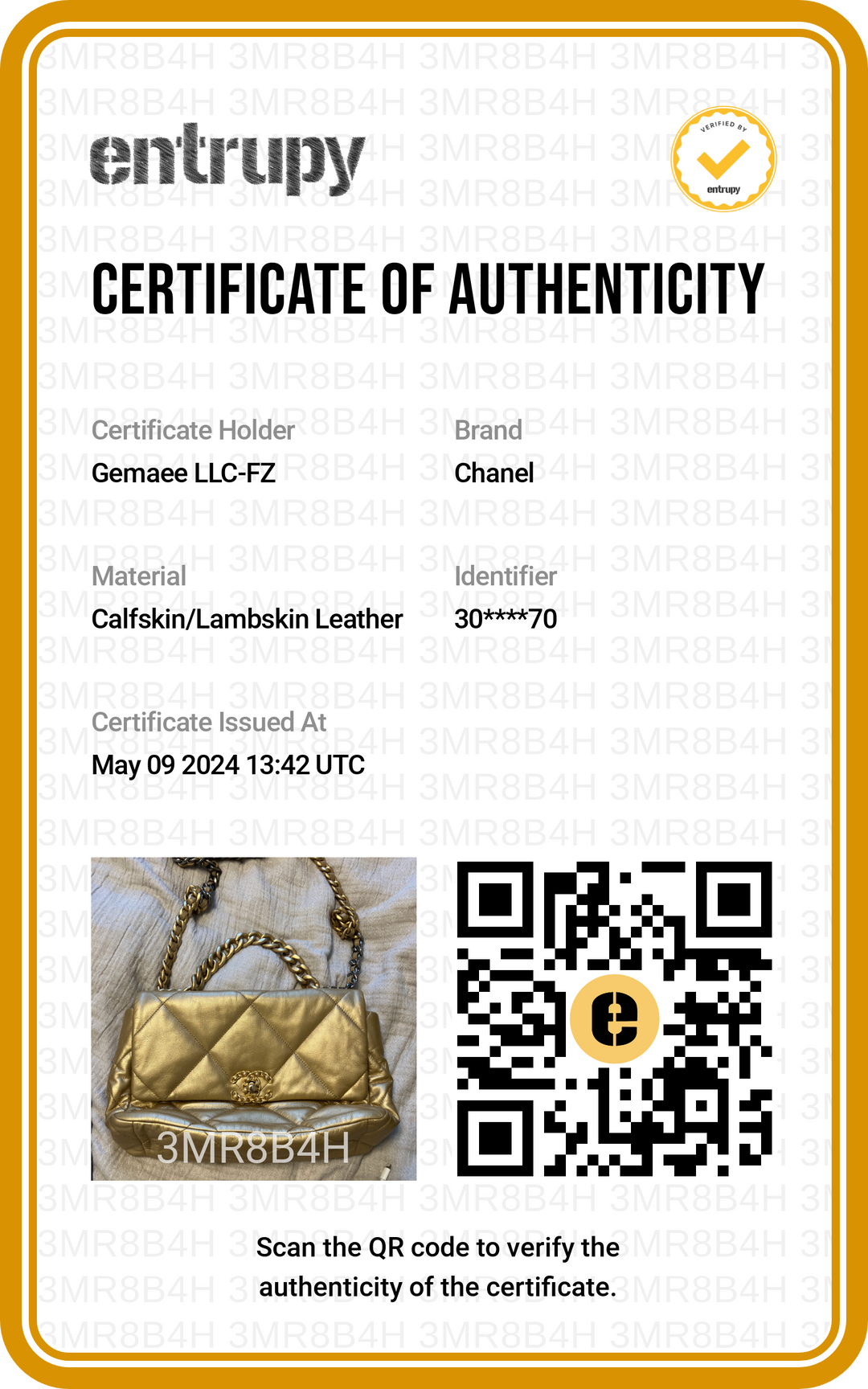Chanel Gold Leather Large 19 Shoulder Bag - Gemaee  UAE