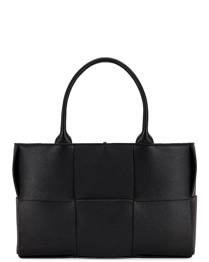Bottega Veneta Small Arco Tote Bag in Black Intrecciato Leather with Gold Hardware - Gemaee  UAE