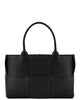 Bottega Veneta Small Arco Tote Bag in Black Intrecciato Leather with Gold Hardware