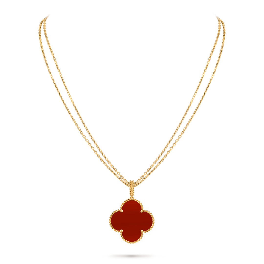 Van Cleef & Arpels Magic Alhambra Long Necklace 1 Motif in 18K Yellow Gold with Carnelian