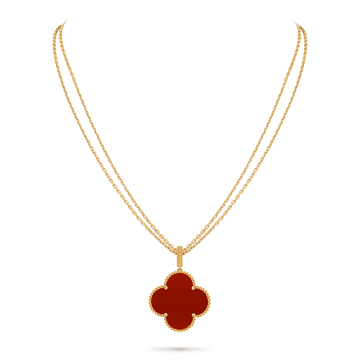 Van Cleef & Arpels Magic Alhambra Long Necklace 1 Motif in 18K Yellow Gold with Carnelian