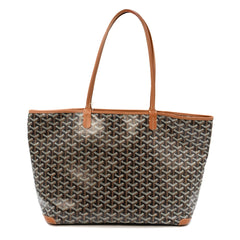 Goyard Artois MM Tote in Black & Natural Goyardine Canvas with Tan Leather Trim