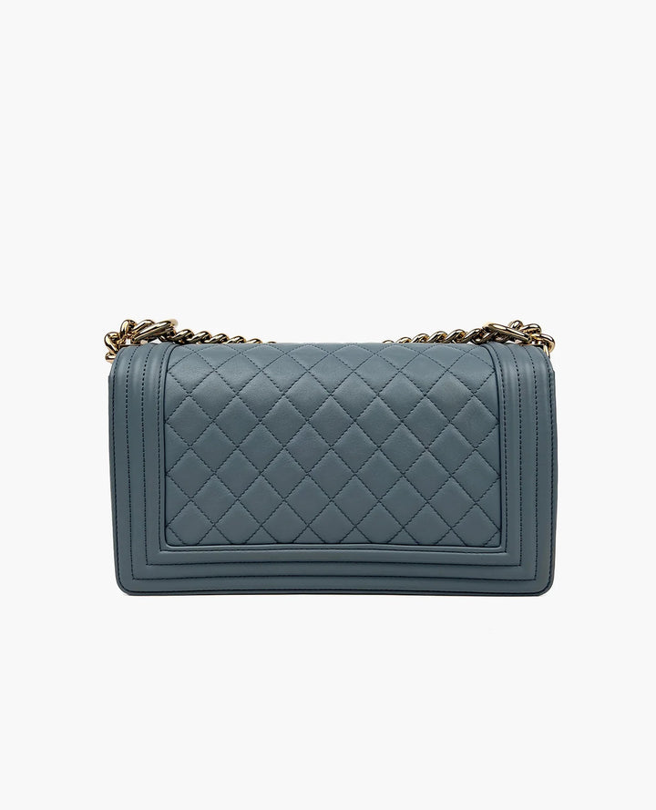 Chanel Boy Bag Medium Baby Blue Calfskin Leather