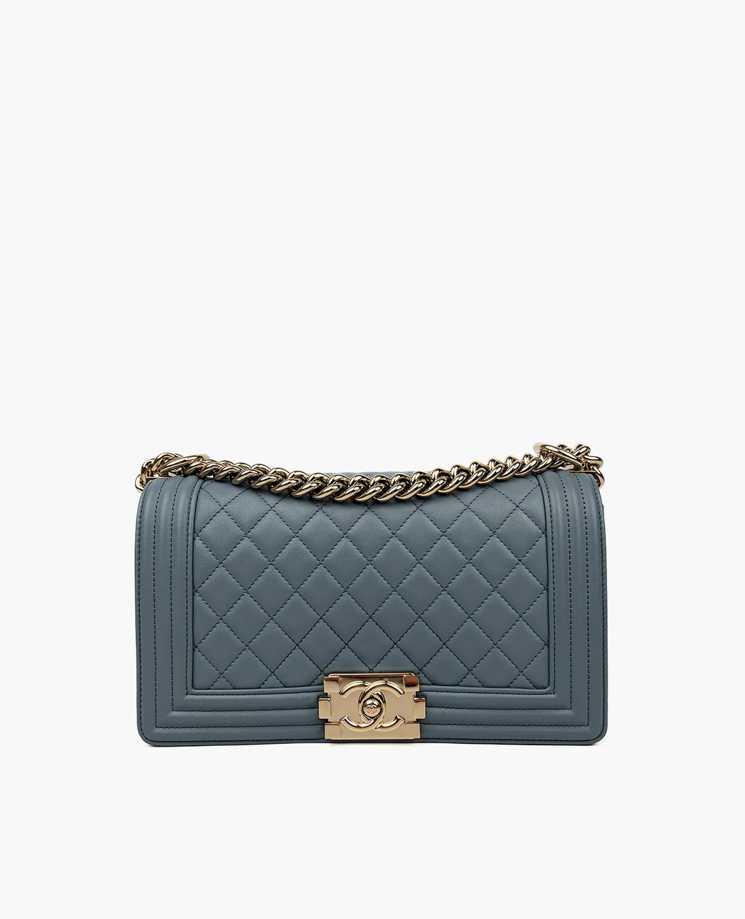 Chanel Boy Bag Medium Baby Blue Calfskin Leather