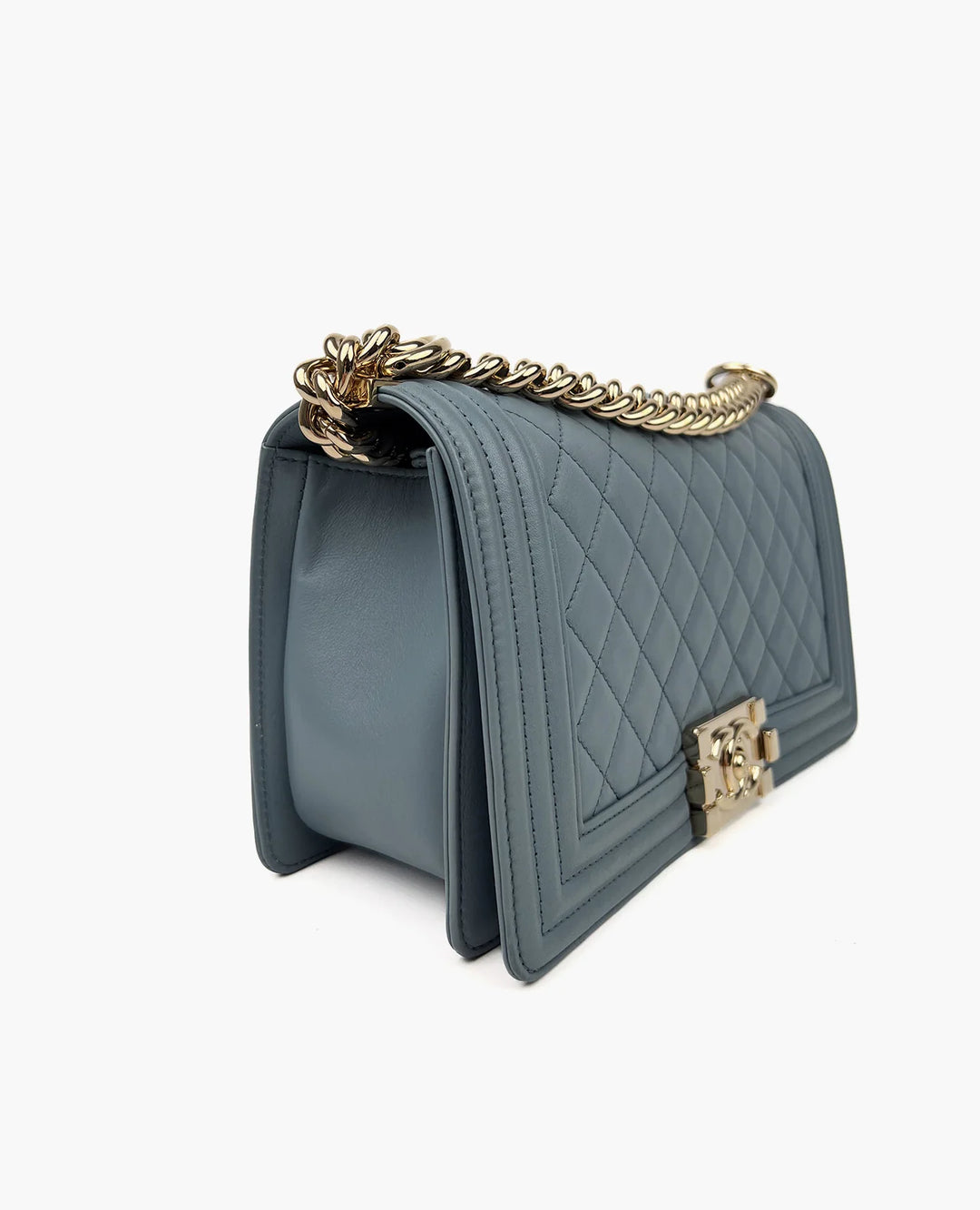 Chanel Boy Bag Medium Baby Blue Calfskin Leather