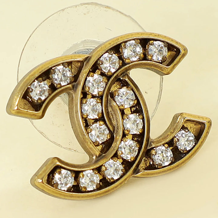 Chanel Gold CC Crystal Earrings