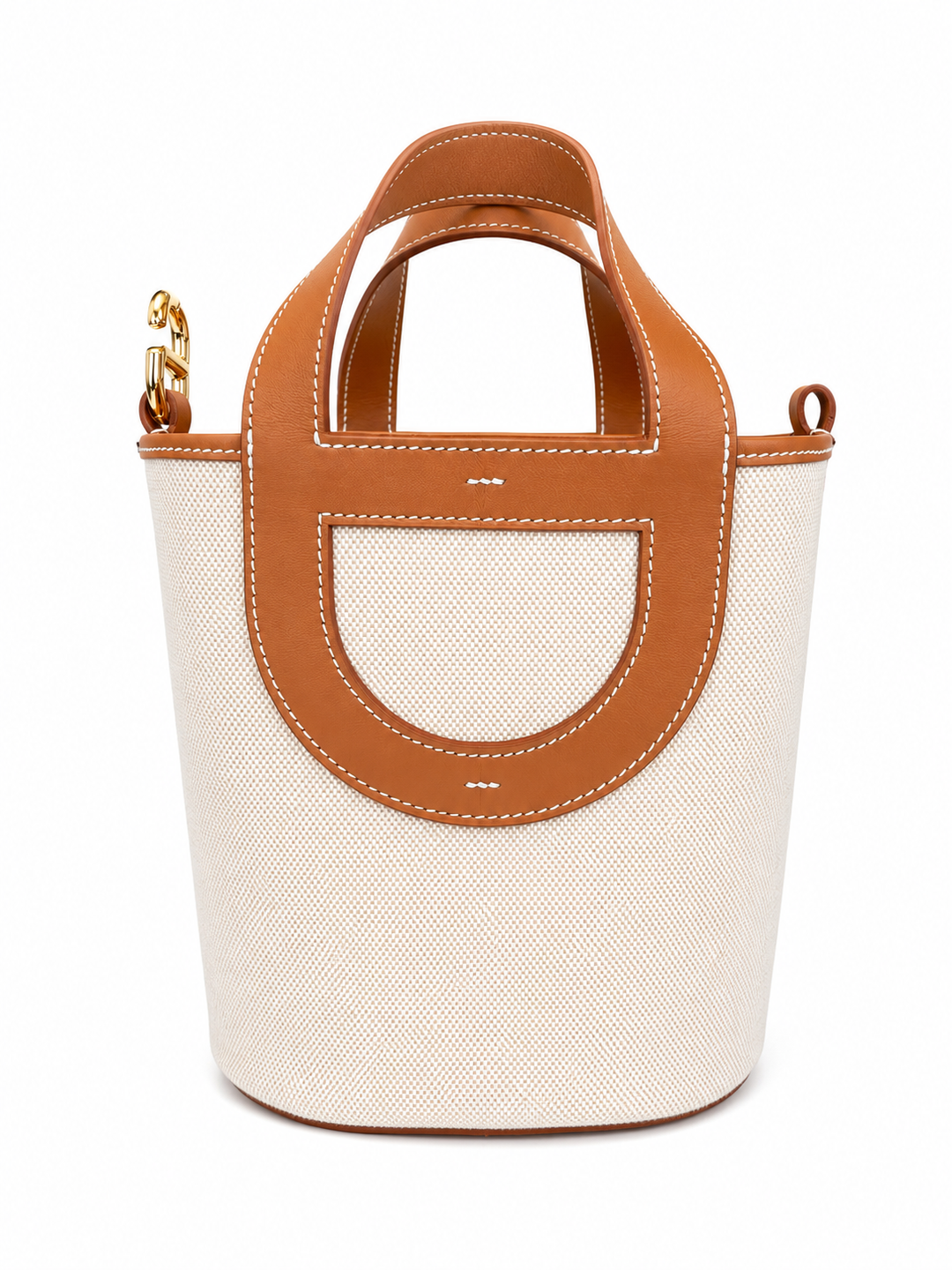 Hermès In The Loop 18 Écru Toile H Canvas and Gold Swift Leather Tote with Gold Hardware