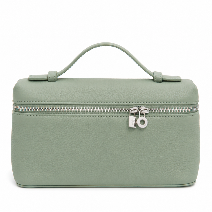 Loro Piana Extra Pocket L19 Pouch in Sage Brush Leaves Grained Calfskin with Silver Hardware