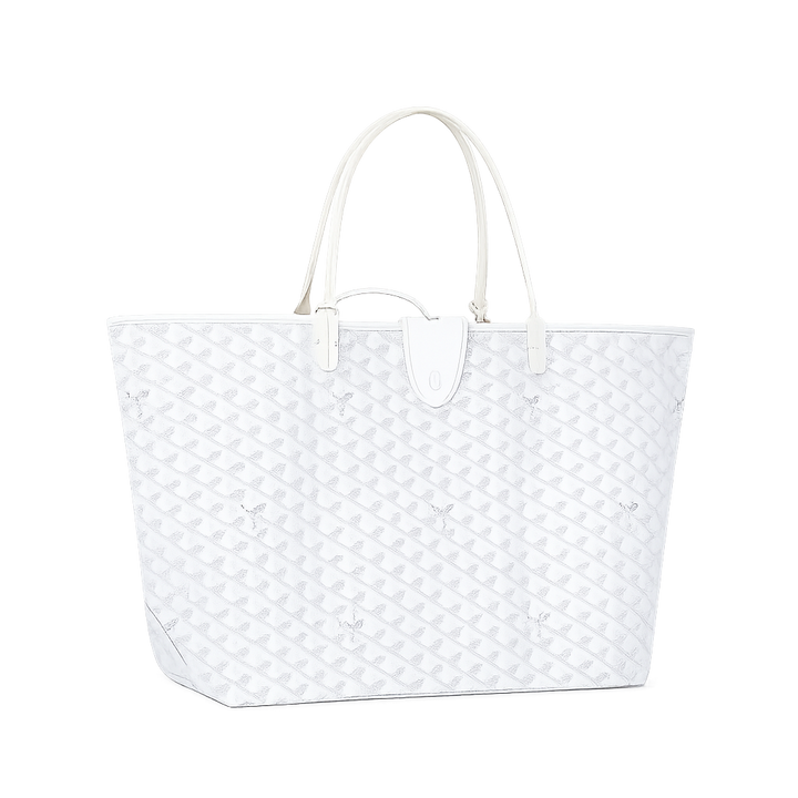 Goyard Saint Louis Croc GM Tote Bag in White Goyardine Canvas & Chevroches Calfskin Leather