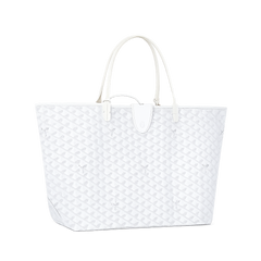 Goyard Saint Louis Croc GM Tote Bag in White Goyardine Canvas & Chevroches Calfskin Leather