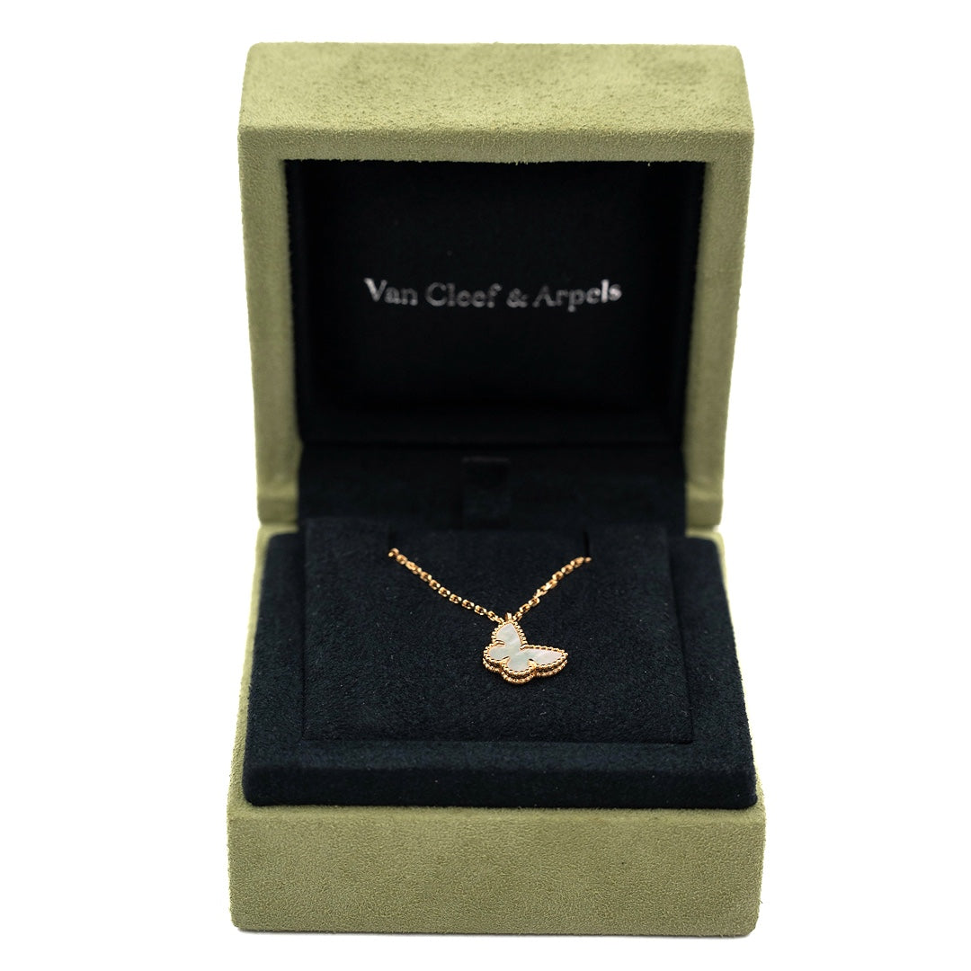 Van Cleef & Arpels Sweet Butterflies Mother-of-Pearl Pendant Necklace in 18K Yellow Gold - Gemaee  UAE