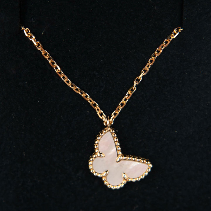 Van Cleef & Arpels Sweet Butterflies Mother-of-Pearl Pendant Necklace in 18K Yellow Gold - Gemaee  UAE