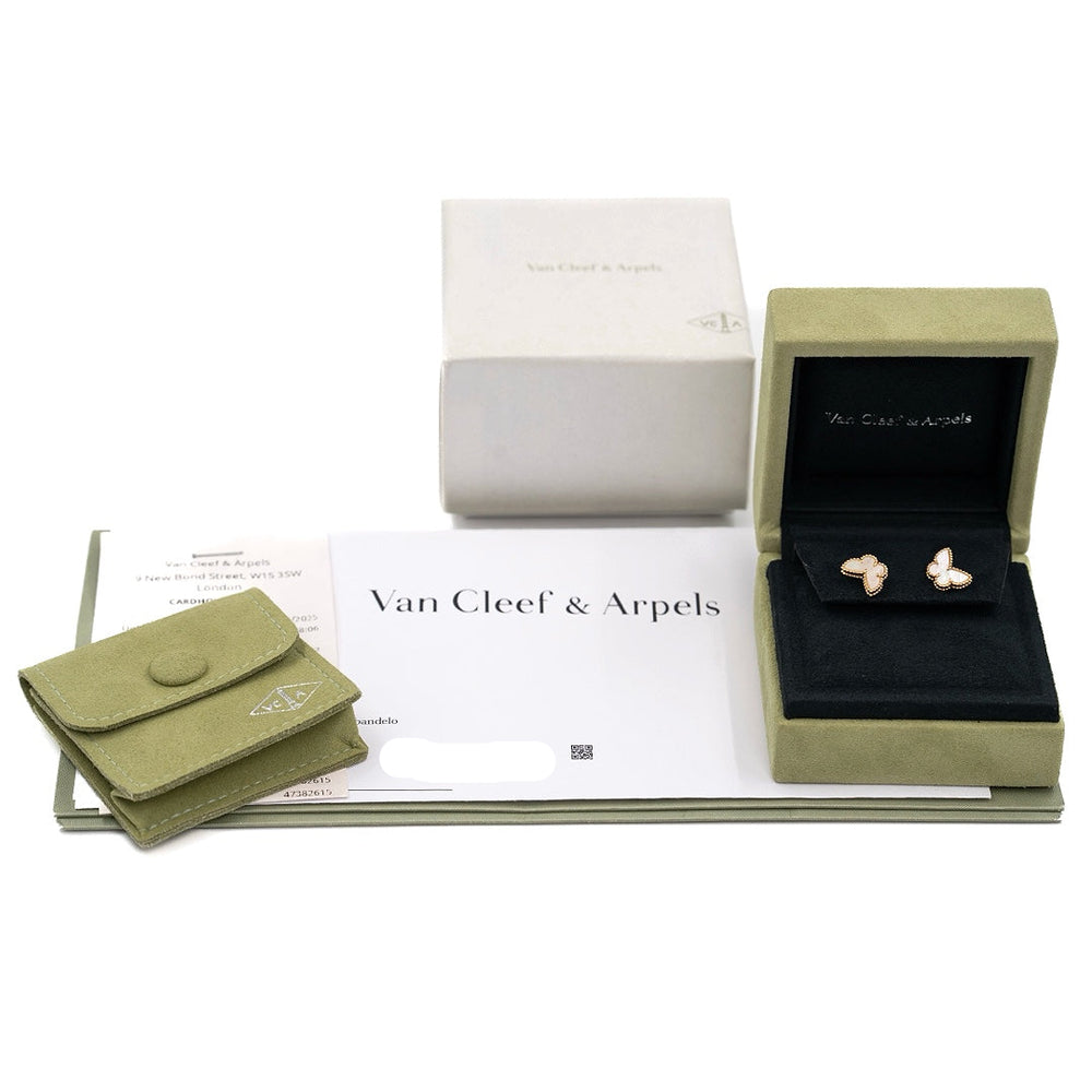 Van Cleef & Arpels Sweet Butterflies Earstuds 18K Yellow Gold White Mother-of-Pearl - Gemaee  UAE