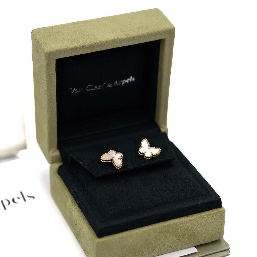 Van Cleef & Arpels Sweet Butterflies Earstuds 18K Yellow Gold White Mother-of-Pearl - Gemaee  UAE