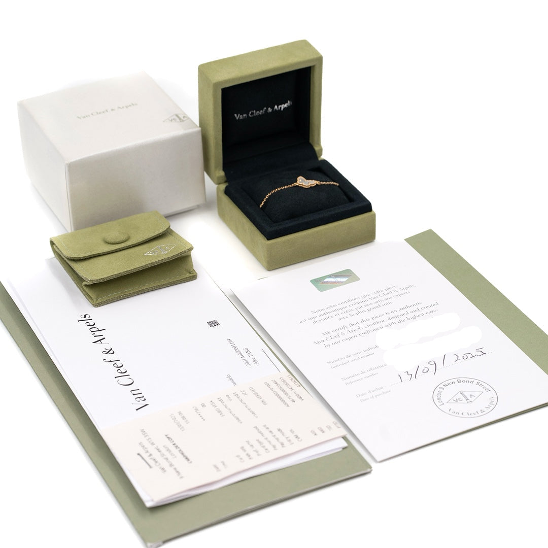 Van Cleef & Arpels Sweet Butterflies Bracelet 18K Yellow Gold White Mother-of-Pearl - Gemaee  UAE