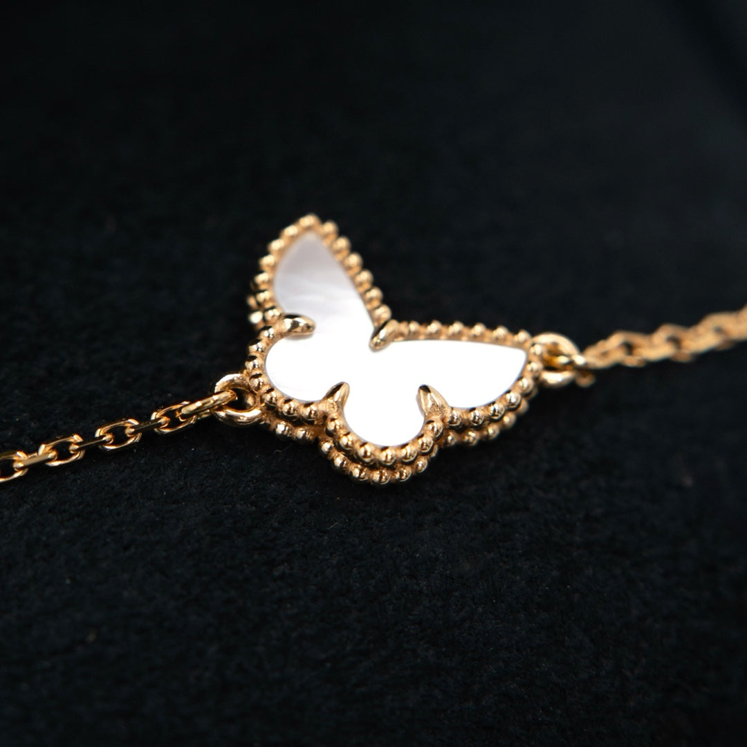 Van Cleef & Arpels Sweet Butterflies Bracelet 18K Yellow Gold White Mother-of-Pearl - Gemaee  UAE