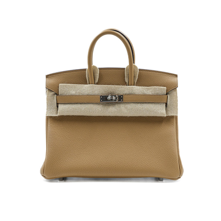 Hermès Birkin 25 Togo Biscuit Palladium Hardware Bag