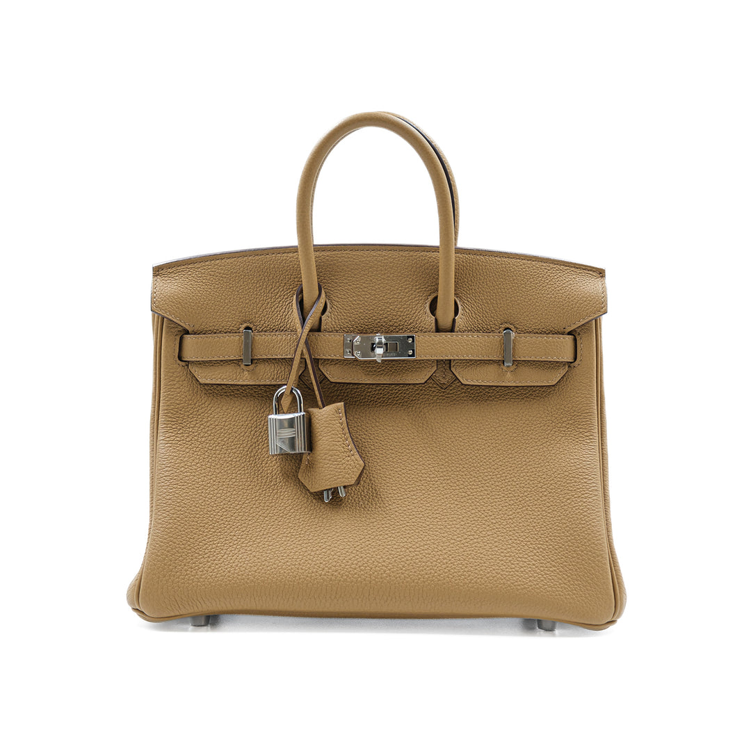 Hermès Birkin 25 Togo Biscuit Palladium Hardware Bag