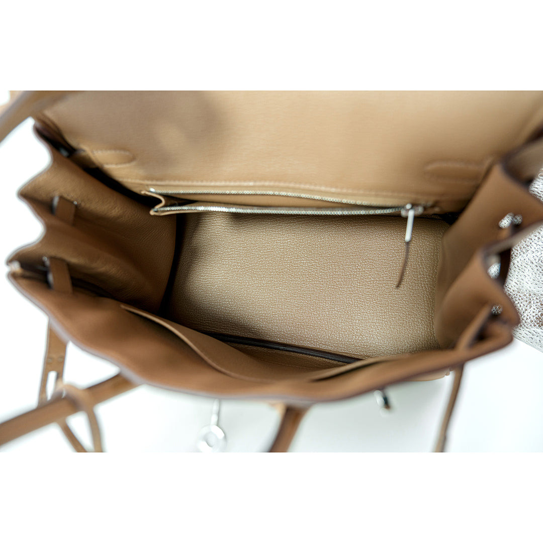 Hermès Birkin 25 Togo Biscuit Palladium Hardware Bag