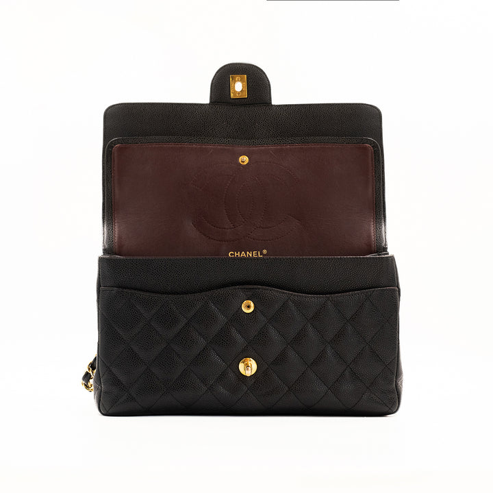 Chanel Black CC Classic Double Flap Large Bag