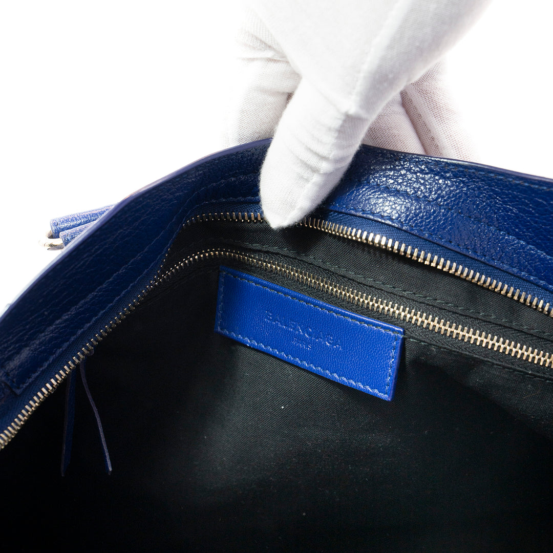 Balenciaga Blue Leather Classic Metallic Edge City Bag
