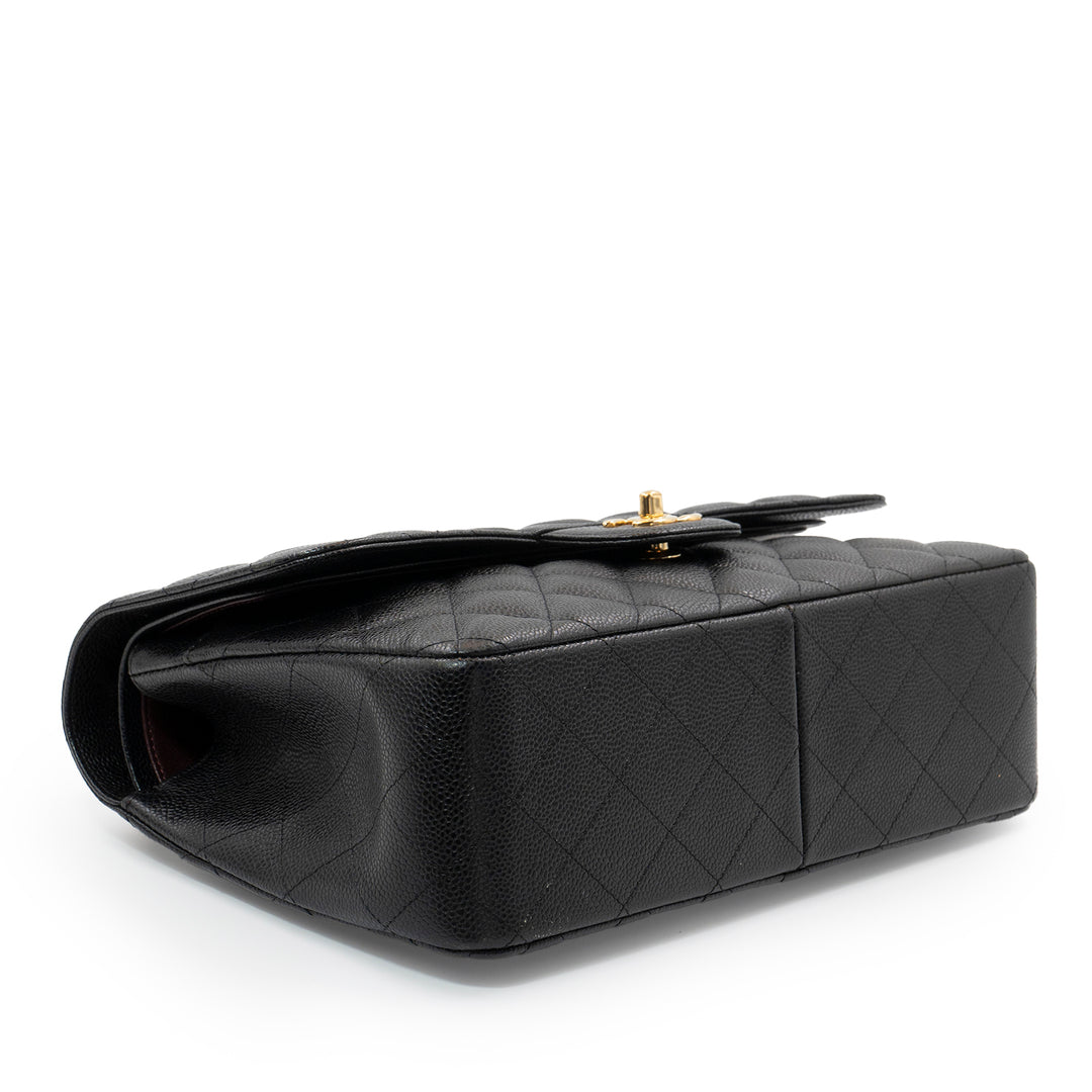 Chanel Large Classic Double Flap Bag in Black Caviar Leather with Gold Hardware
