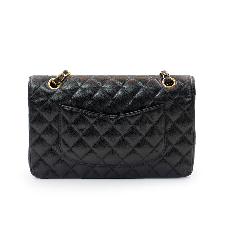 Chanel Medium Classic Double Flap Bag in Black Caviar Leather with Gold Hardware