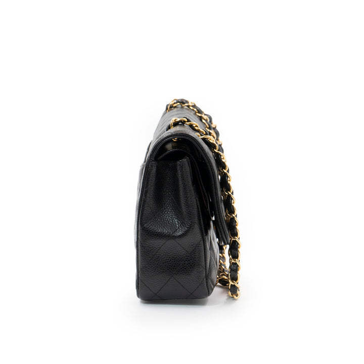 Chanel Medium Classic Double Flap Bag in Black Caviar Leather with Gold Hardware