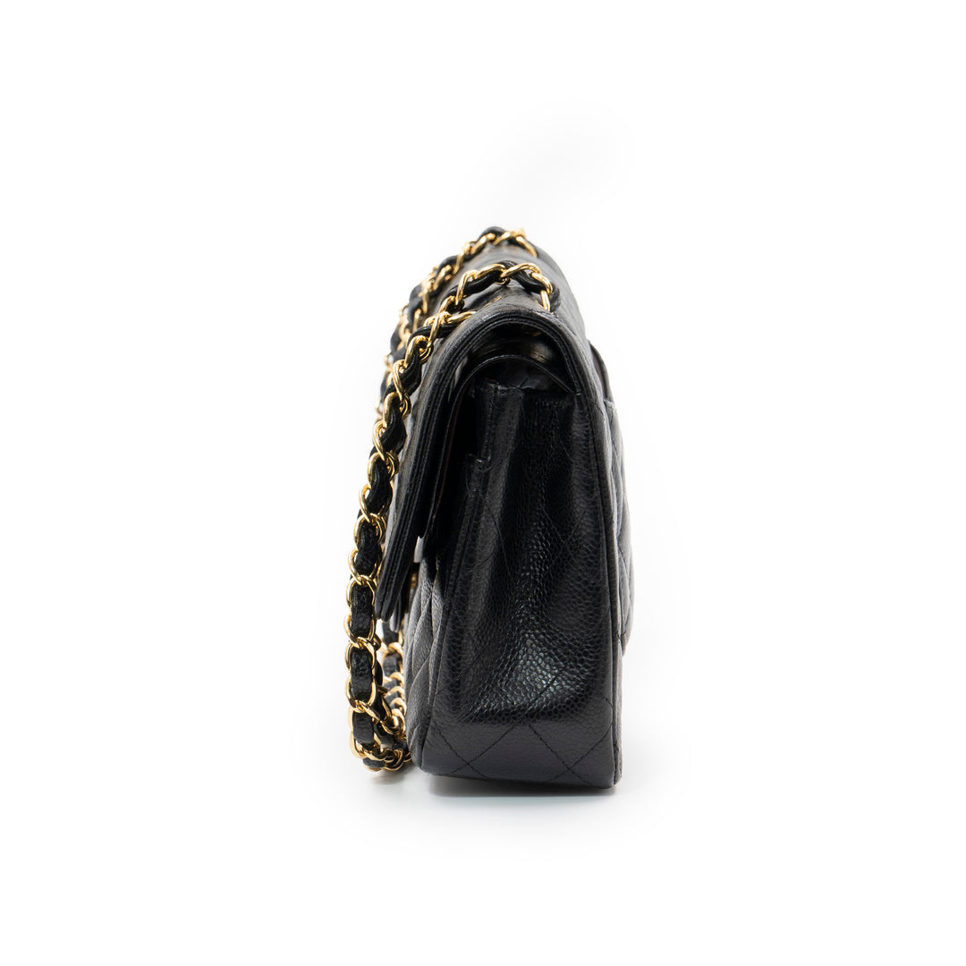 Chanel Medium Classic Double Flap Bag in Black Caviar Leather with Gold Hardware