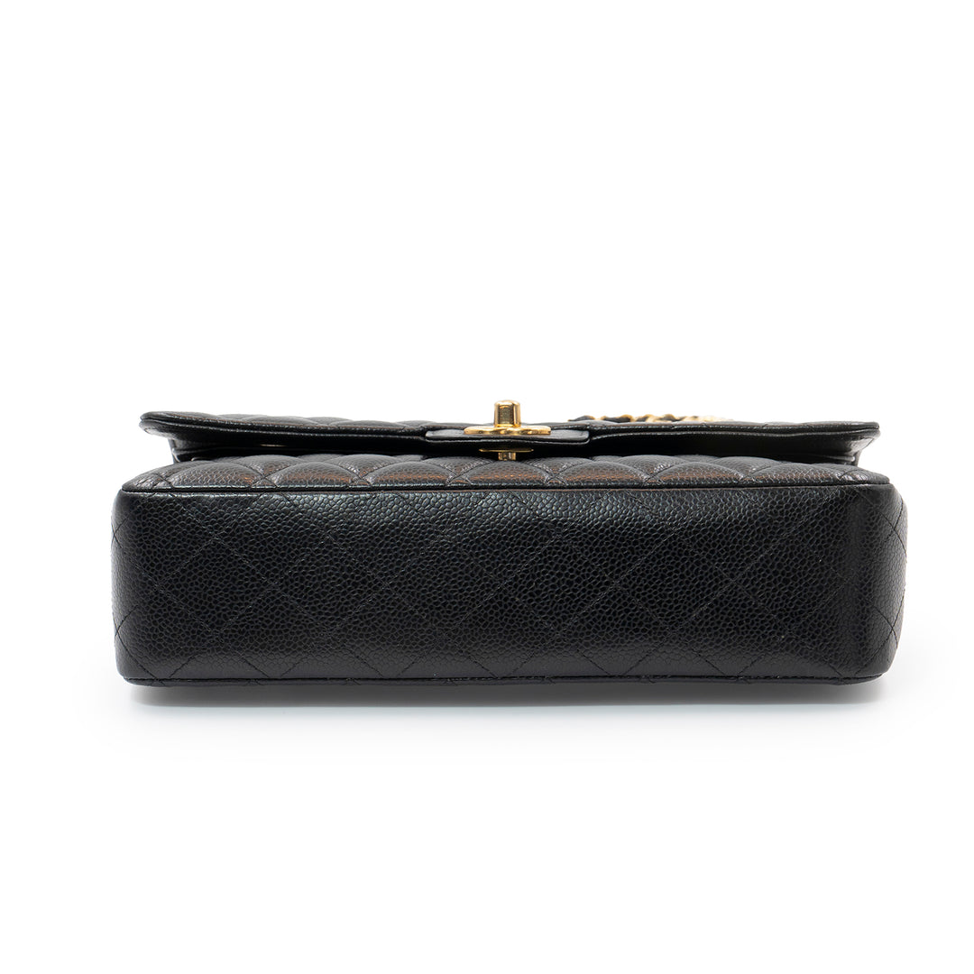 Chanel Medium Classic Double Flap Bag in Black Caviar Leather with Gold Hardware