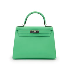 Hermès Kelly II Sellier 28 Vert Comics Epsom Leather Bag with Palladium Hardware