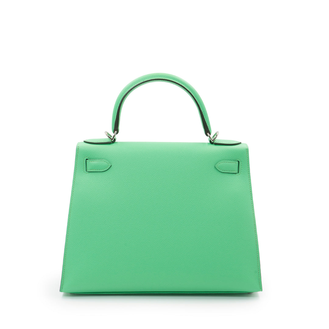 Hermès Kelly II Sellier 28 Vert Comics Epsom Leather Bag with Palladium Hardware