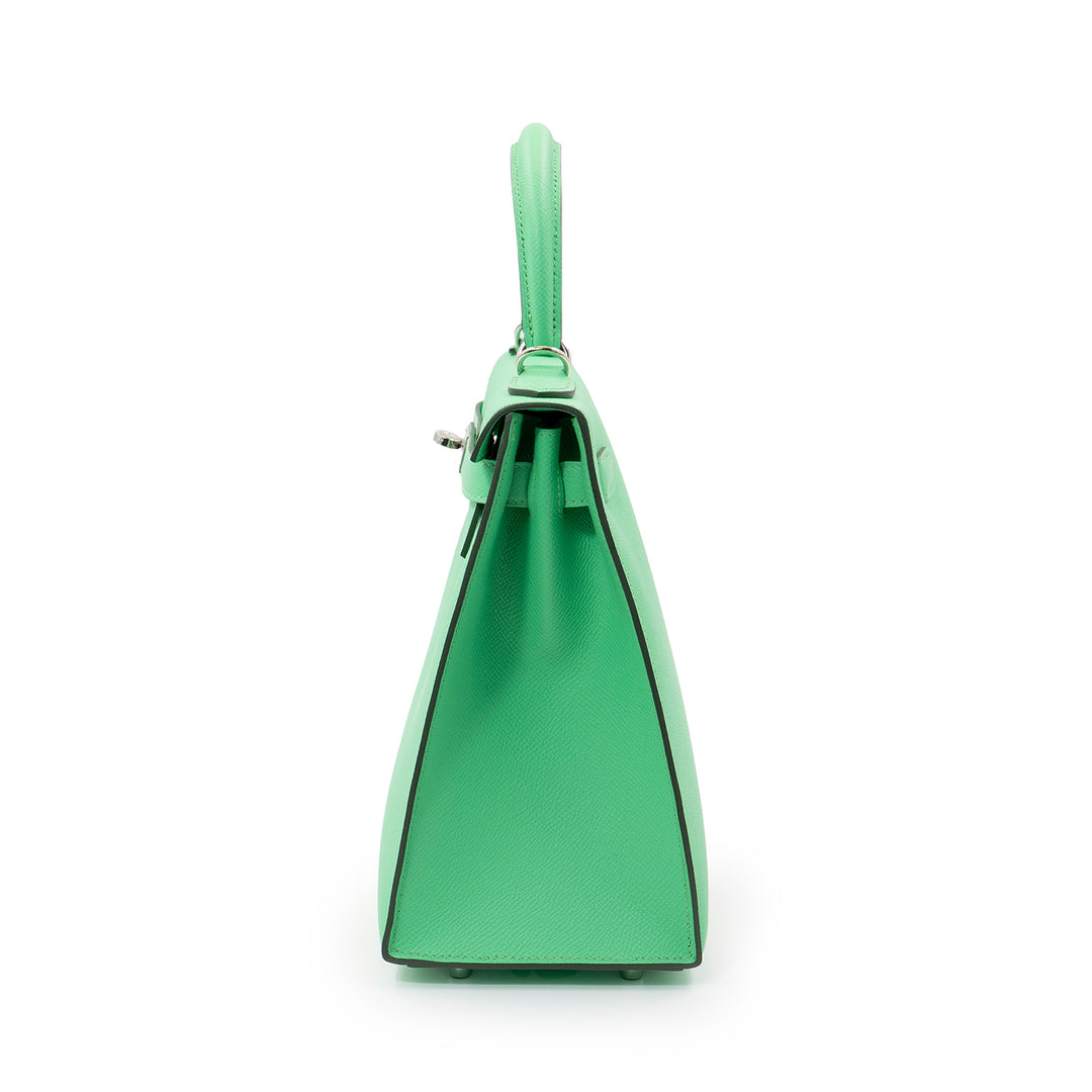 Hermès Kelly II Sellier 28 Vert Comics Epsom Leather Bag with Palladium Hardware