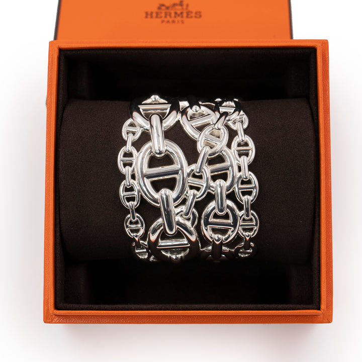 Hermès Chaîne d’Ancre Enchaînée Bracelet Very Large Model in Sterling Silver